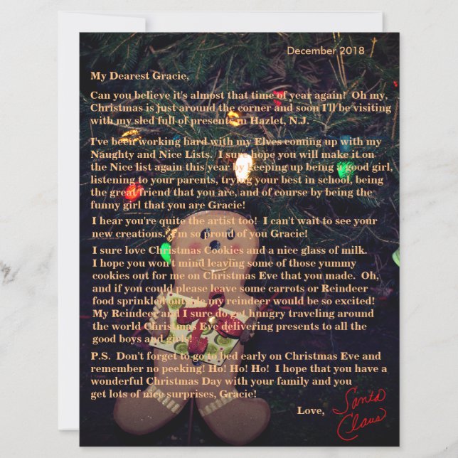 Lámina Cartas de Santa Gingerbread Man (Anverso)