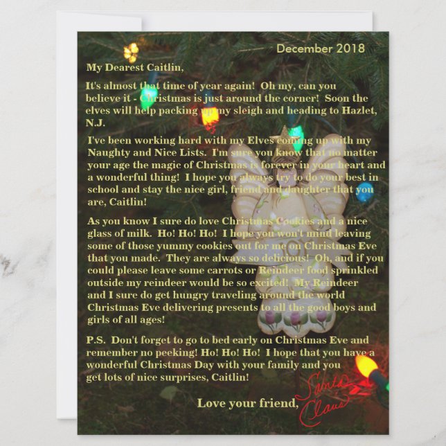 Lámina Cartas personalizadas de Santa Angel Lights (Anverso)