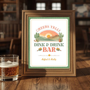 Lámina Cartel de barra de pickleball retro occidental Din
