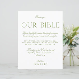 Lámina Cartel de Bodas Verde Sage y Blanco Nuestra Biblia