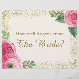 Lámina Cartel de Juego de Despedida de Soltera - 8.5x11