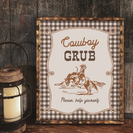 Lámina Cartel de vaquero de gingham marrón de 8x10