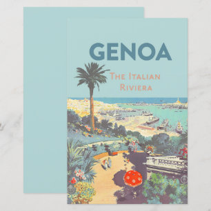 Lámina Cartel de viaje vintage de Génova Riviera italiana