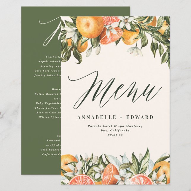 Lámina Casa de campo rústica y botánica Citrus naranja (Anverso / Reverso)