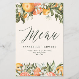 Lámina Casa de campo rústica y botánica Citrus naranja