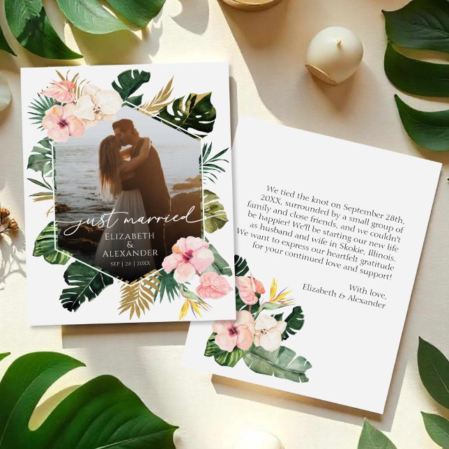 Lámina casada | Invitación de fotografía Boda tropical (Subido por el creador)
