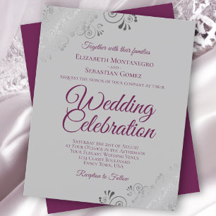 Lámina Cassis sobre la invitación a la boda Gray Frilly B