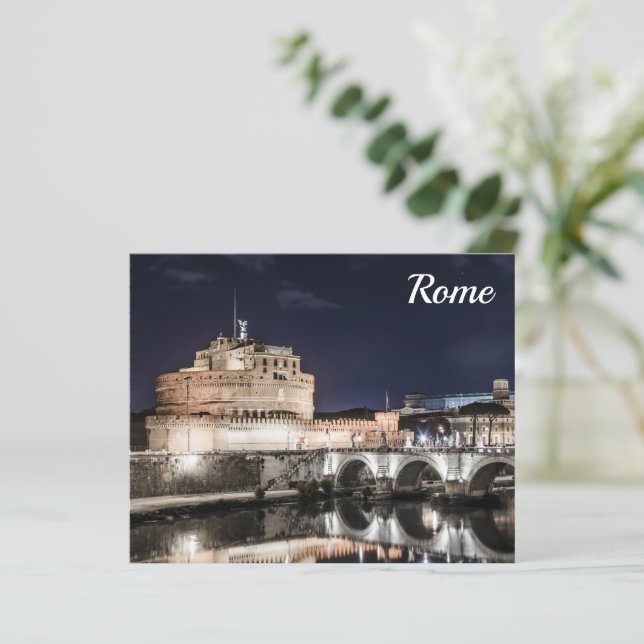Lámina Castel Sant Angelo de noche en Roma (Anverso de pie)