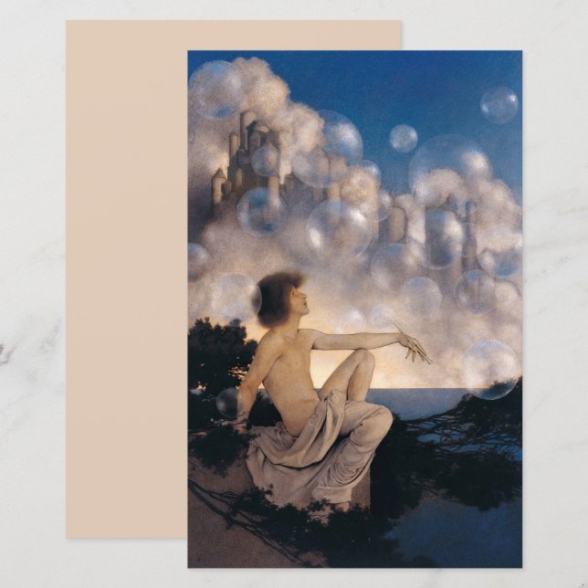 Lámina Castillos en el Aire de Maxfield Parrish 1904 Fant (Anverso / Reverso)