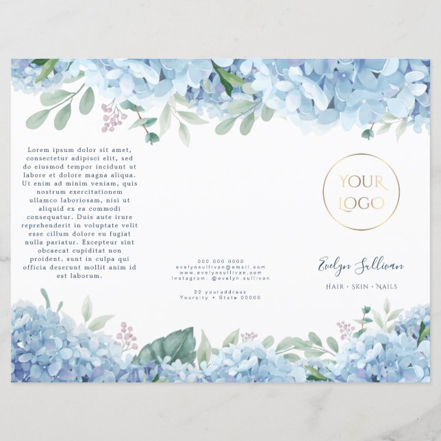 Lámina Catálogo de hidrangea azul (Anverso)