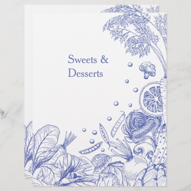 Lámina Categoría de Receta de Verduras Azules Dibujadas a (Anverso / Reverso)