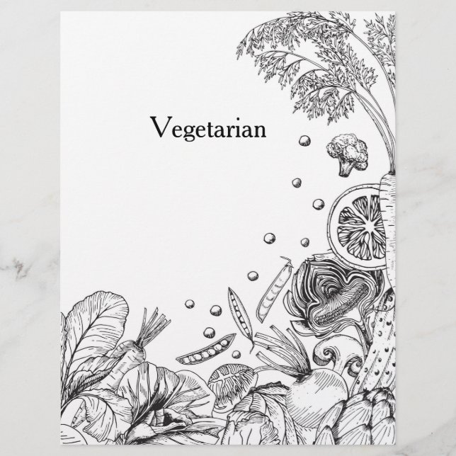 Lámina Categoría de Receta de Verduras Negras Dibujadas a (Anverso)