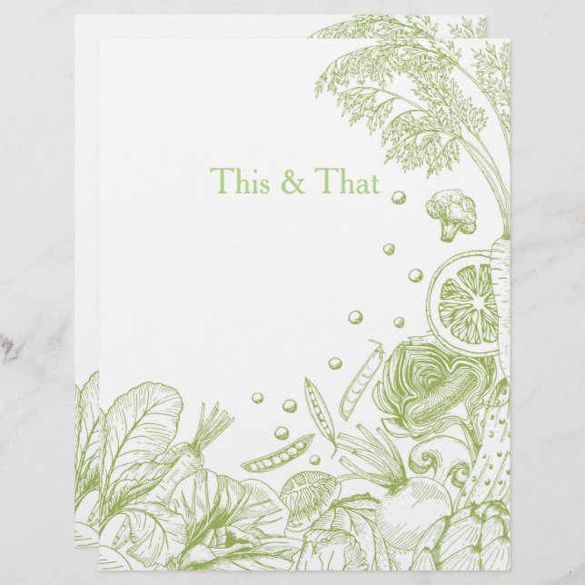 Lámina Categoría de Receta de Verduras Verdes Dibujadas a (Anverso / Reverso)