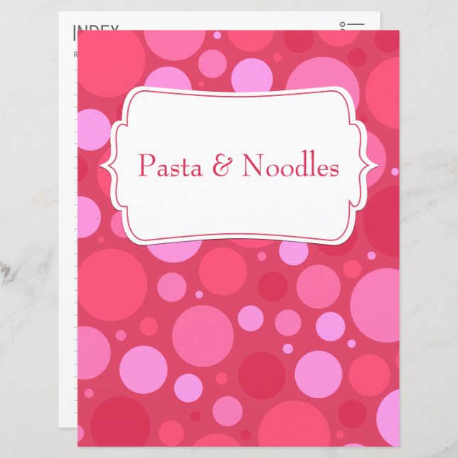 Lámina Categoría/Índice de Receta de Patrón Circular Rosa (Anverso / Reverso)