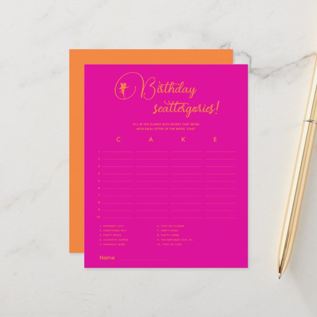 Lámina ¡Cattergories de cumpleaños! Partida de cumpleaños (Anverso/Reverso In Situ)