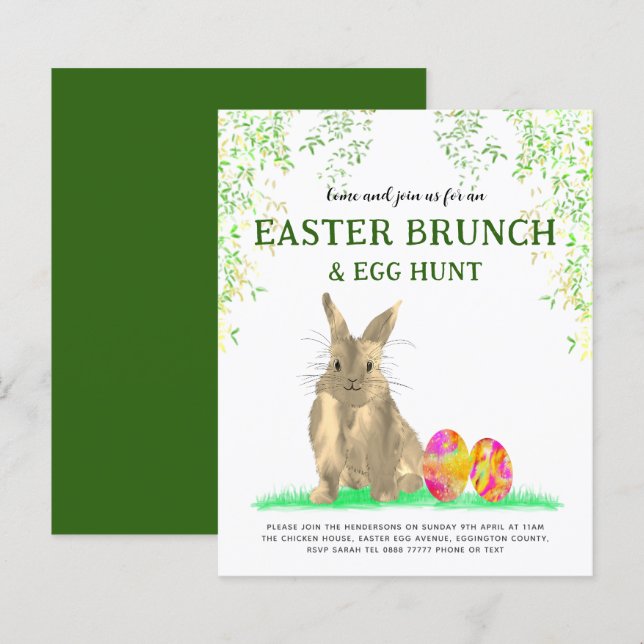 Lámina Caza de huevos y brunch para conejo de pascua (Anverso / Reverso)