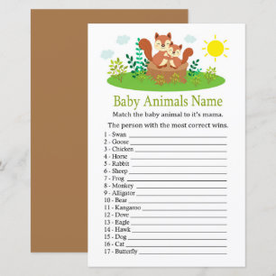 Lámina Caza de nombre de animales de bebé de ardilla