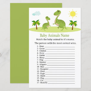 Lámina Caza de nombre de animales de bebé de dinosaurios