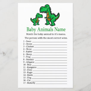 Lámina Caza de nombre de animales de bebé T-rex