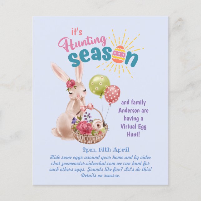 Lámina ¡Caza virtual de huevos de Pascua! Invitaciones a  (Anverso)