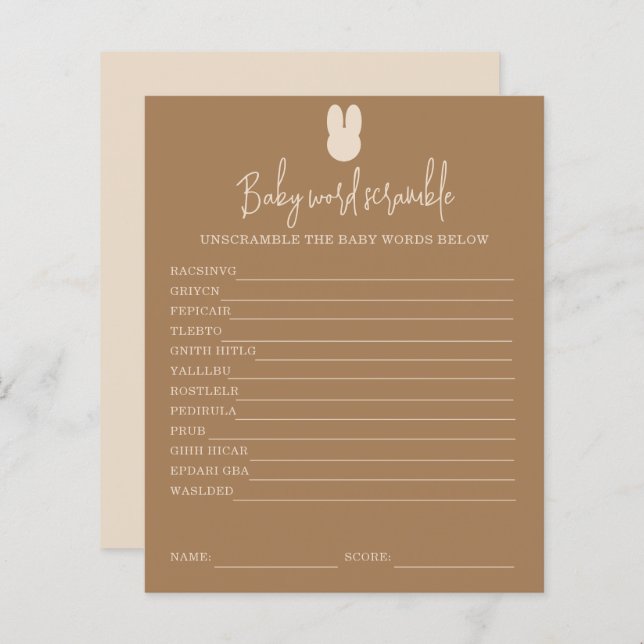 Lámina Cebolla simple Palabra de bebé | Juego Baby Shower (Anverso / Reverso)