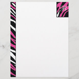 Lámina Cebra - Letterhead rosa y blanca