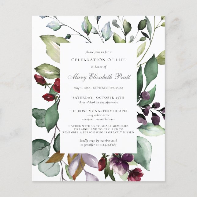 Lámina Celebración botánica de la invitación a la vida (Anverso)