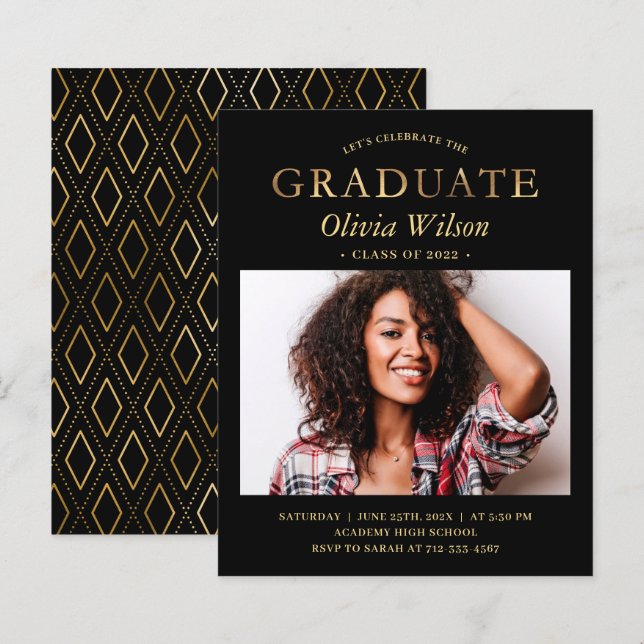 Lámina Celebración de Graduación de Foto de Oro Negro de  (Anverso / Reverso)