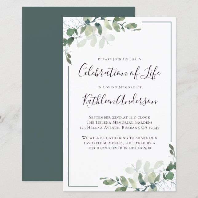 Lámina Celebración de la invitación a la vida por eucalip (Anverso / Reverso)