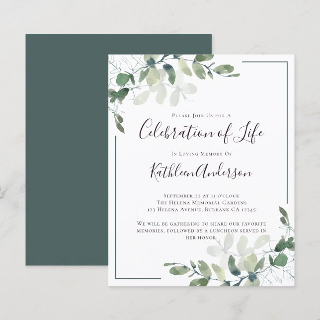 Lámina Celebración de la invitación a la vida por eucalip (Anverso / Reverso)