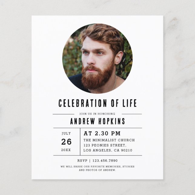 Lámina Celebración De La Vida De La Foto Moderna Presupue (Anverso)