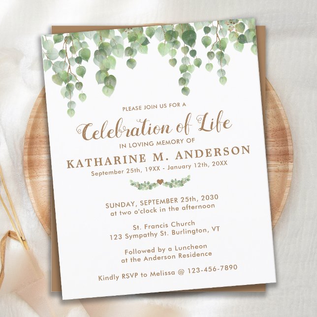 Lámina Celebración De La Vida Eucalyptus Greenery Invite (Subido por el creador)