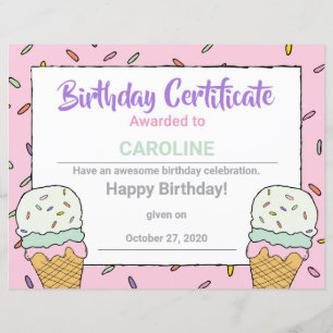 Lámina Celebración del Evento de Helado Certificado de He