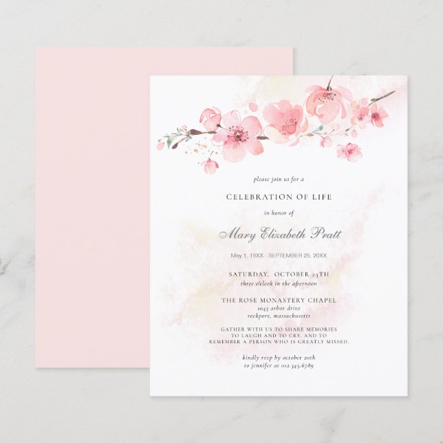 Lámina Celebración presupuestal de la vida Funeral Pink F (Anverso / Reverso)