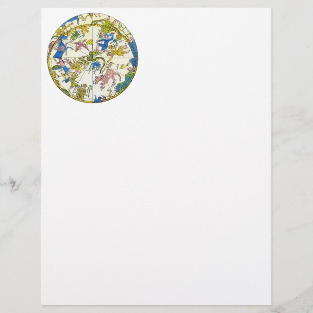 Lámina Celestial vintage, Esfera árabe, constelaciones (Anverso)