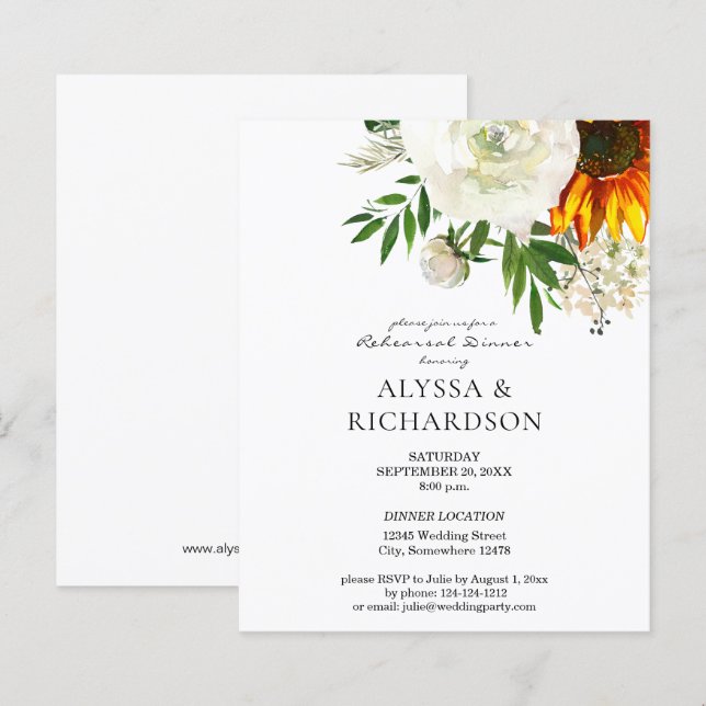 Lámina Cena de ensayo floral de girasol de presupuesto (Anverso / Reverso)