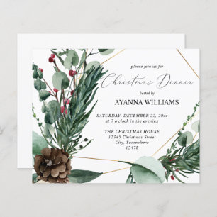 Lámina Cena de Navidades de vino y bayas de invierno con