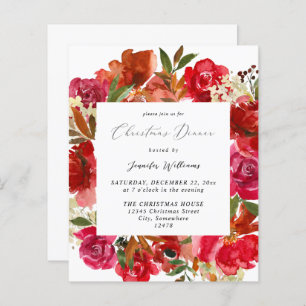 Lámina Cena de Navidades florales rosas y rojas presupues