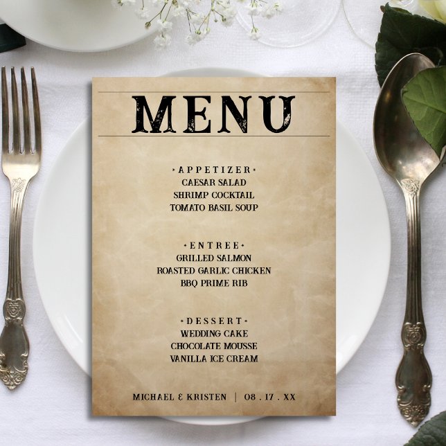 Lámina Cena de recepción de bodas rusticas con problemas (Distressed Rustic Brown Wedding Reception Dinner)