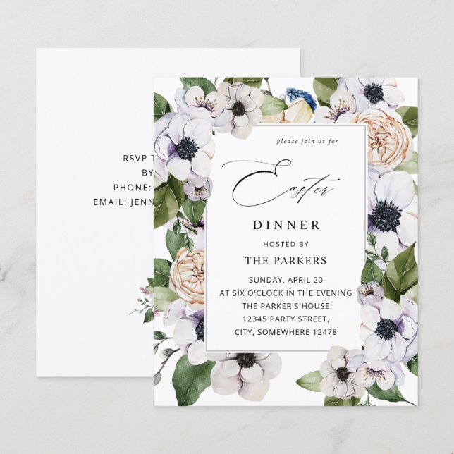 Lámina Cena de Semana Santa Floral Blanca de Anemone Pres (Anverso / Reverso)