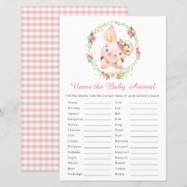 Lámina Cerdo rosado lindo Nombre animal bebé juego