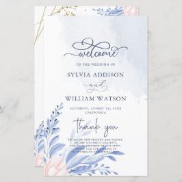 Lámina Ceremonia Boda de Suculento Vegetación Azul