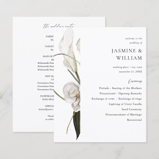 Lámina Ceremonia de Bodas florales blancos y negros 2 (Anverso / Reverso)