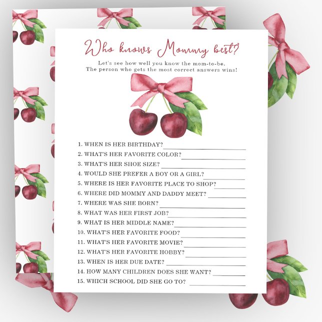 Lámina cereza con arco - quién conoce mejor a mamá (Subido por el creador)