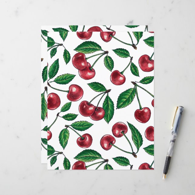 Lámina Cerezas rojas en blanco (Anverso/Reverso In Situ)