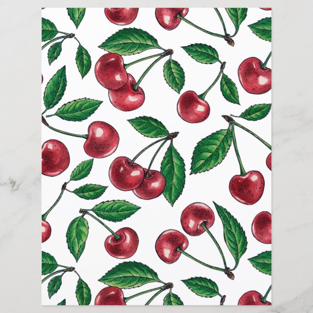 Lámina Cerezas rojas en blanco (Anverso)