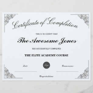 Lámina Certificado azul de cumplimentación con el logotip
