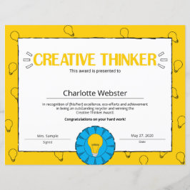 Lámina Certificado creativo de éxito de Thinker PDF