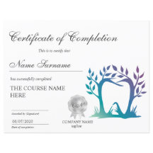 Certificado de aclaración de dientes del curso de 