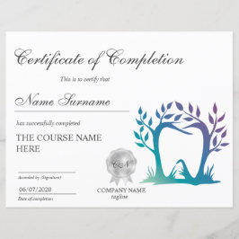 Lámina Certificado de aclaración de dientes del curso de 